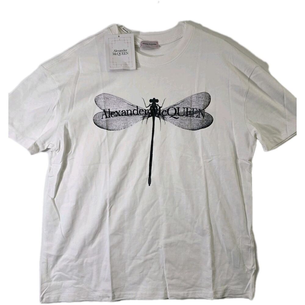 Alexander McQueen Dragonfly Shirt White Men's Size XXL Black Print NWT
